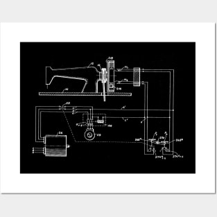 Driving Arrangements for Sewing Machine Vintage Patent Hand Drawing Posters and Art